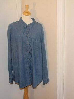 Plus Size 3X Kim Rogers Curvy Adjustable Sleeve Button Front Shirt